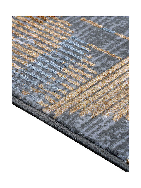 Madi Feathers Rug Round Grey Gold