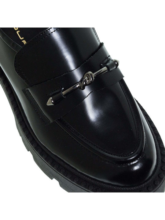 Δερμάτινα Γυναικεία Loafers σε Μαύρο Χρώμα