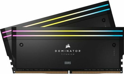 Corsair Dominator Titanium RGB XMP 32GB DDR5 RAM cu 2 module (2x16GB) și Viteză 7200 pentru Desktop