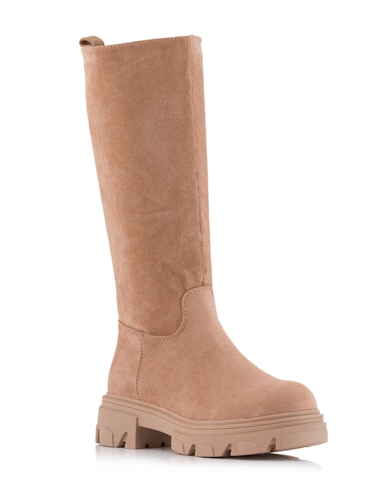 Bella Suede Women's Boots with Zipper Khaki