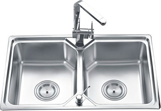 WS 68-029 Ένθετος Inox Σατινέ Μ80xΠ50cm Ασημί