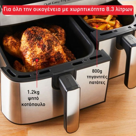 Tefal Easy Fry Air Fryer with Double Detachable Bucket 8.3lt Silver