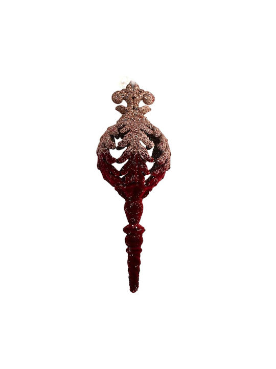 Christmas Plastic Ornament Burgundy 7x18cm