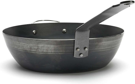 De Buyer Outdoor Blue Steel 32cm Wok Carbon Steel with Non-stick Coating De Buyer Outdoor Blue Steel 32cm Wok Carbon Steel with Non-stick Coating