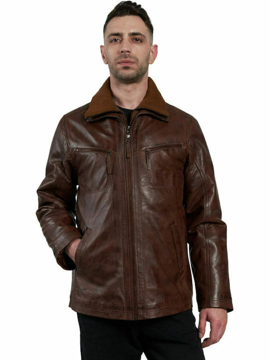 Leatherland Herren Winter Jacke Leder Koniak