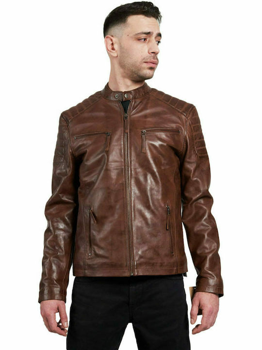 Leatherland Herren Winter Jacke Leder Koniak