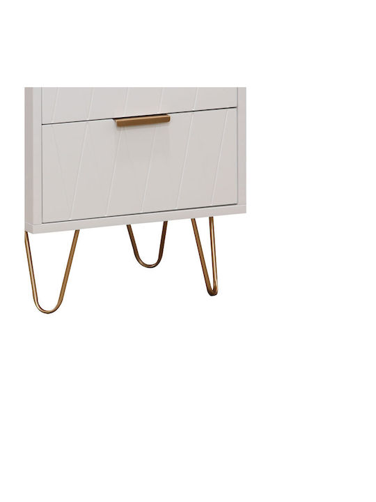 Bedside Table Culture Wooden White 40x35x52cm