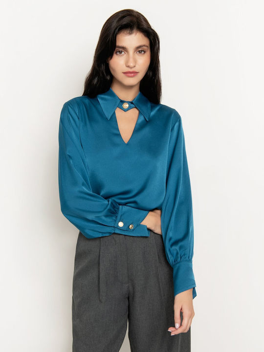 Toi&Moi Women's Blouse Long Sleeve Petrol