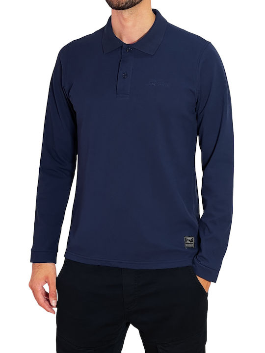 3Guys Herren Langarmshirt Polo BLUE NAVY