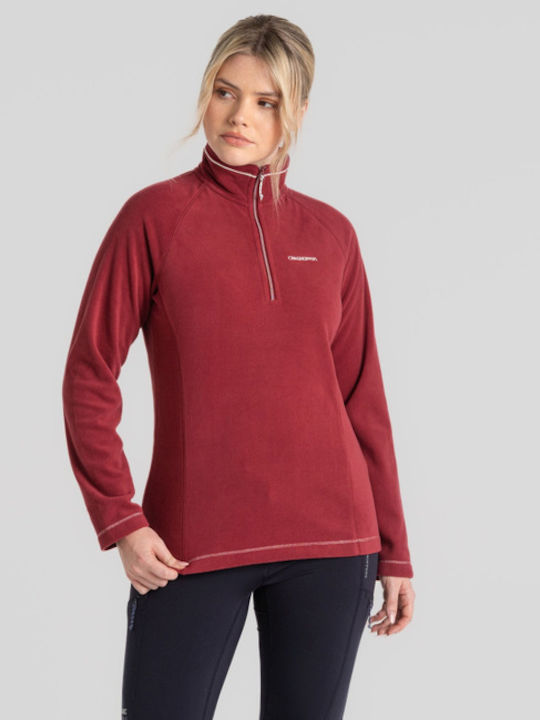 Craghoppers Half Damen Sportlich Vlies Bluse Langärmelig mit Reißverschluss Burgundisch