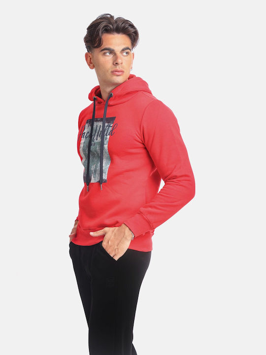 Paco & Co Herren Sweatshirt mit Kapuze Rot