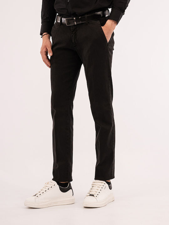 Fourten Industry Men's Trousers Chino Elastic in Slim Fit Black