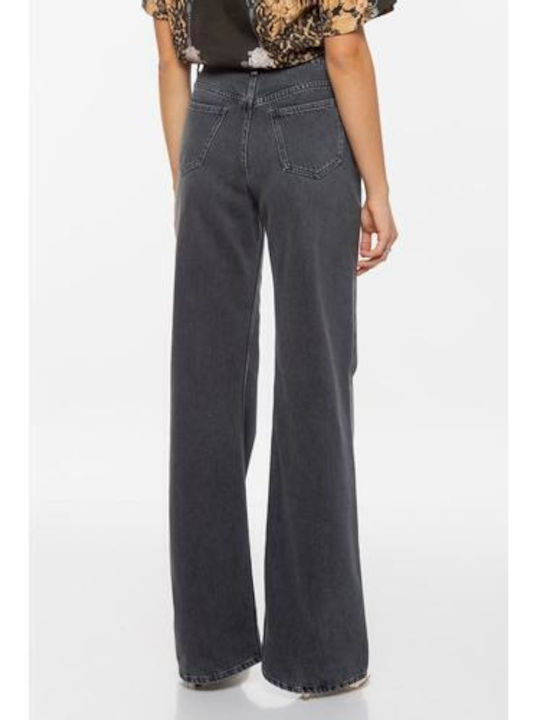 Trussardi High Waist Women's Jean Trousers Flared Warm Metal