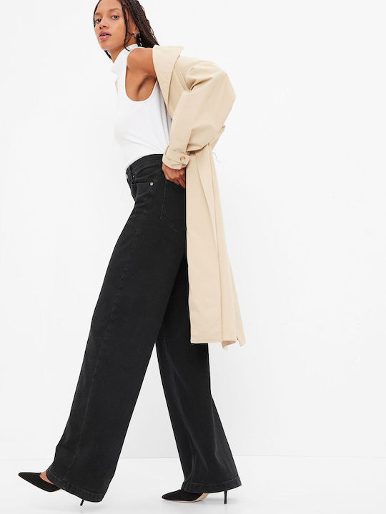 Ψηλόμεσο Γυναικείο Jean Παντελόνι σε Loose Εφαρμογή Washed Black