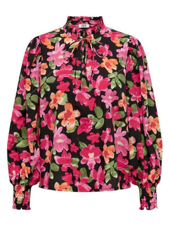 Jacqueline De Yong Women's Blouse Long Sleeve Floral Black