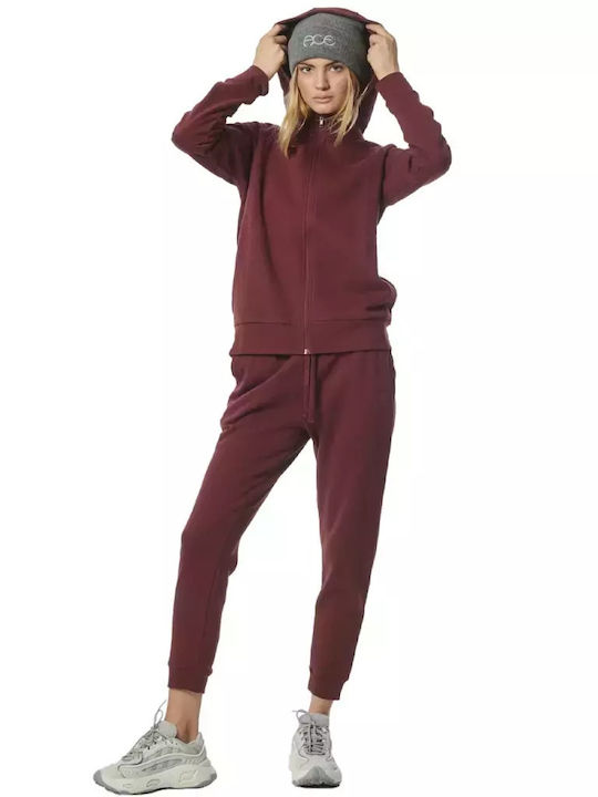 Body Action Women's Jogger Sweatpants Red Fleece