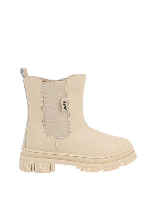 Bowers & Wilkins Kids PU Leather Boots with Zipper Beige