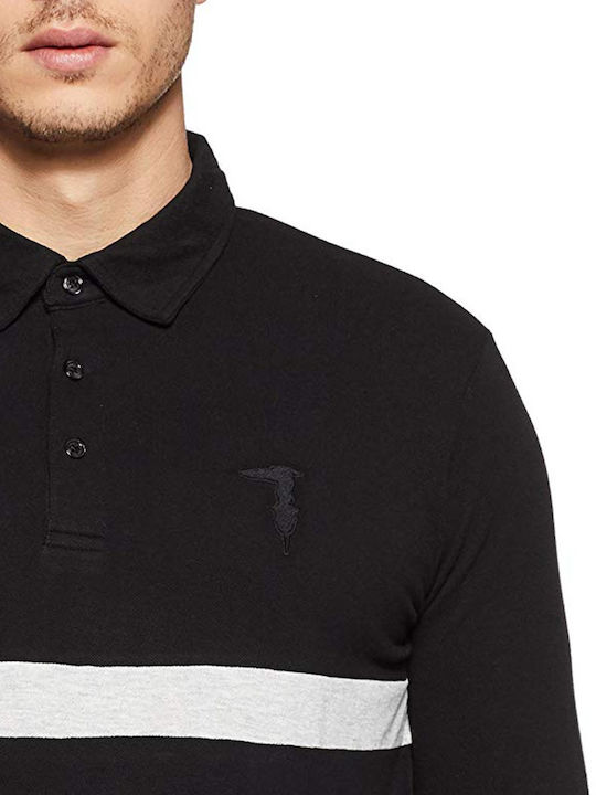 Trussardi Men's Long Sleeve Blouse Polo Black