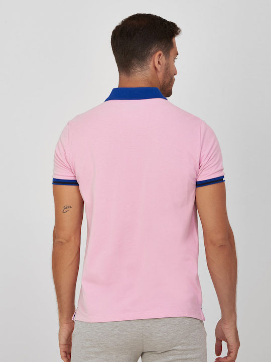 Beverly Hills Polo Club Men's Short Sleeve Blouse Polo Pink