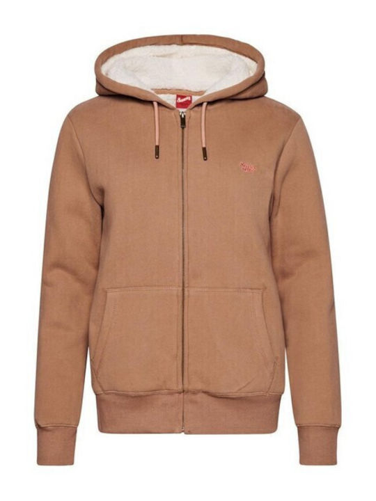 Women's Sweatshirt Jacket Hooded Brown