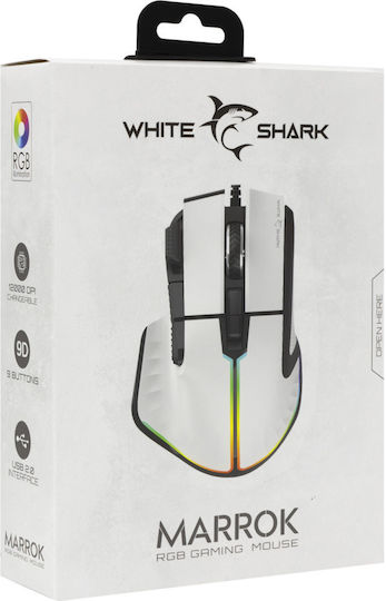 White Shark GM-9006 Marrok & Mousepad Wireless RGB Gaming Mouse 12000 DPI Alb