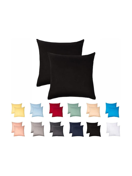 Livessa Decorative Pillow Case Dhlf from 100% Cotton Black 2pcs 40x40cm.