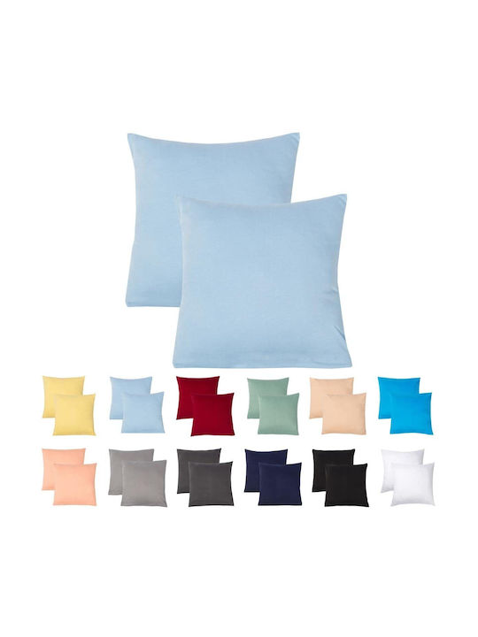 Livessa Decorative Pillow Case Dhlf from 100% Cotton Blue 2pcs 50x50cm.