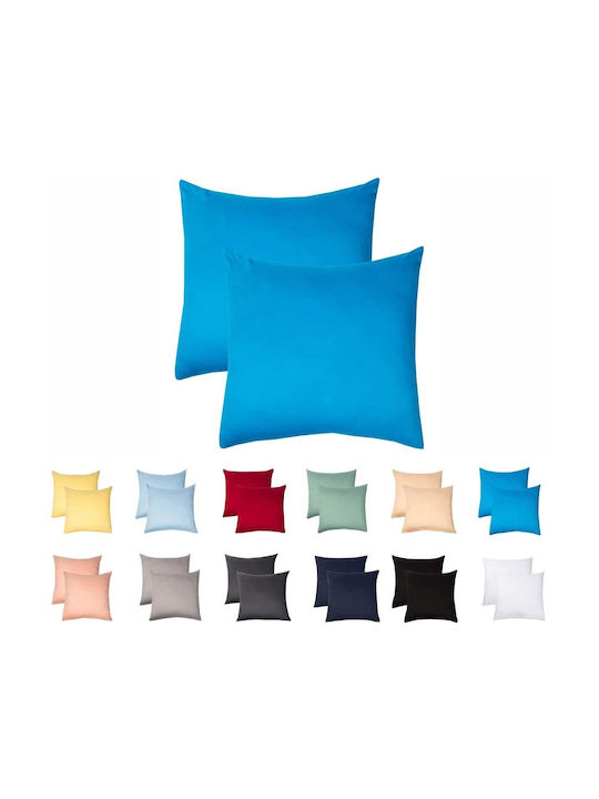 Livessa Decorative Pillow Case Dhlf from 100% Cotton Turquoise 2pcs 40x40cm.