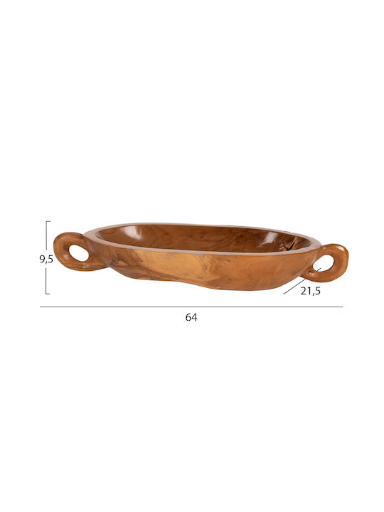 HomeMarkt Διακοσμητικό Μπωλ Ξύλινο Κίτρινο 64x21.5x9cm