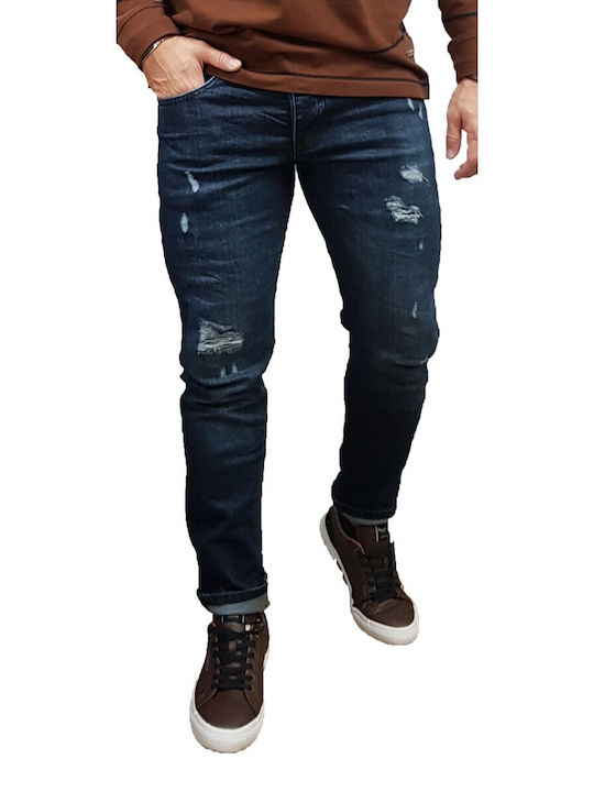 Senior Pantaloni de Bărbați din Jean în Croială Slim Blue