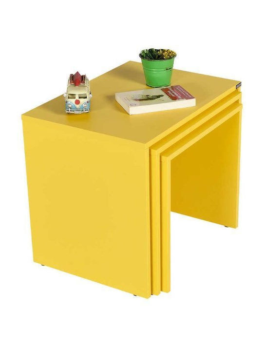 Set Zigon Rectangular Din Lemn Galben 3 Buc M55xL40xÎ47cm