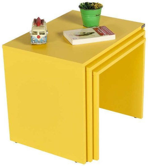 Set Zigon Rectangular Din Lemn Galben 3 Buc M55xL40xÎ47cm
