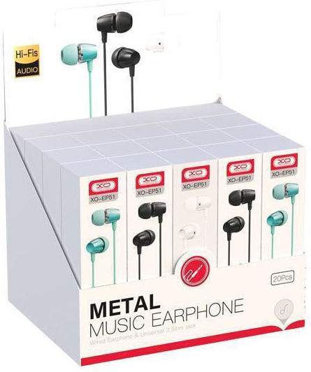 XO EP51 In-ear Handsfree Headphones with Connector 3.5mm 20τμχ