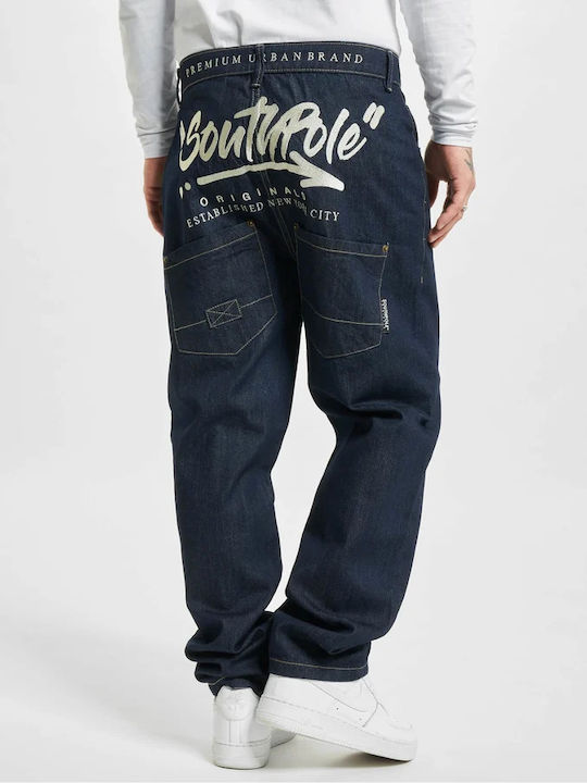 Script Ανδρικό Παντελόνι Τζιν με Loose Straight Εφαρμογή Raw Indigo