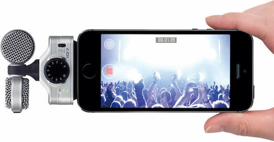 Zoom iQ7 Πυκνωτικό Μικρόφωνο Lightning Shock Mounted για Κινητό σε Ασημί Χρώμα