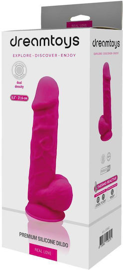 Dream Toys Real Love Silicone Dildo Balls Реалистично дилдо с Топки и Вендуза Фуксия 21см