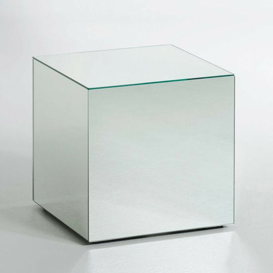 Quadratischer Beistelltisch Lumir Glas Silber M30xB30xH30cm