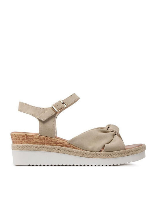 Damenplattformen im Espadrilles-Stil Beige S2189-30