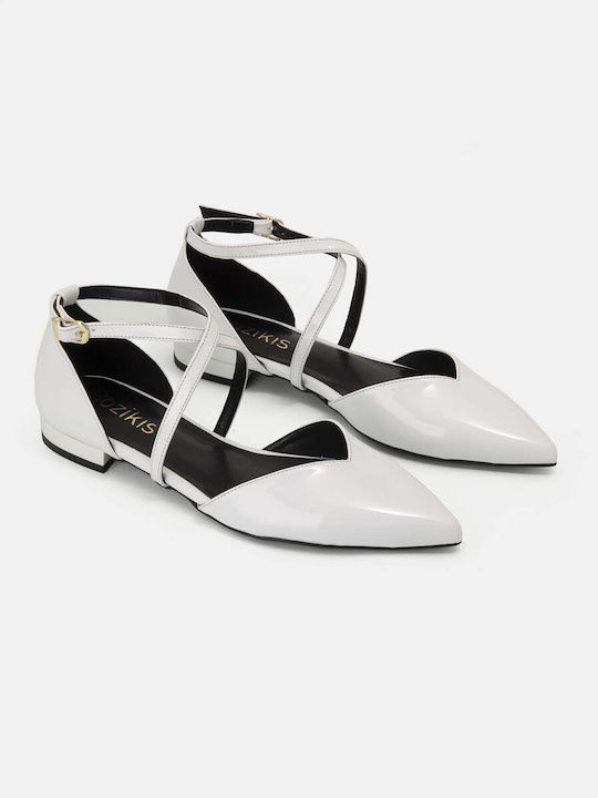 Bozikis Patent Leather Pointy Ballerinas 3 Pantofi balerini pentru femei White