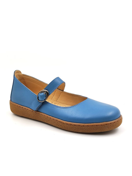 Twist Leather Ballerinas Blue