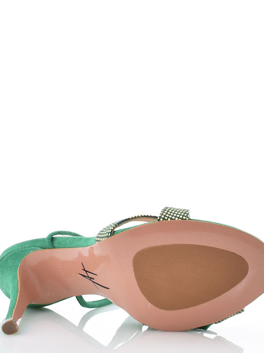 Aris Tsoubos Leather Women's Sandals Green