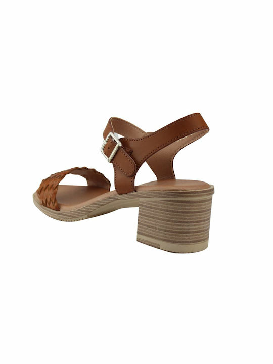 Alta Moda Women's Sandals cu curea la gleznă Brown with Medium Heel