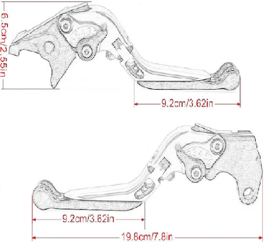 Innovaciones MS Set of Motorcycle Brake/Clutch Levers Flexible Adjustable Black FZX-022