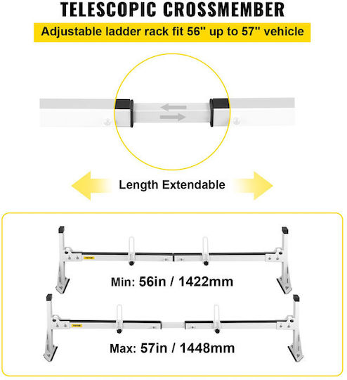 Vevor Bare de Acoperiș Oțel 203cm. (Set cu picioare)
