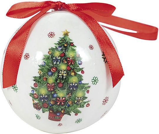 Hängendes Kugel Ornament Ornament Kunststoff Weiß Set 12Stück
