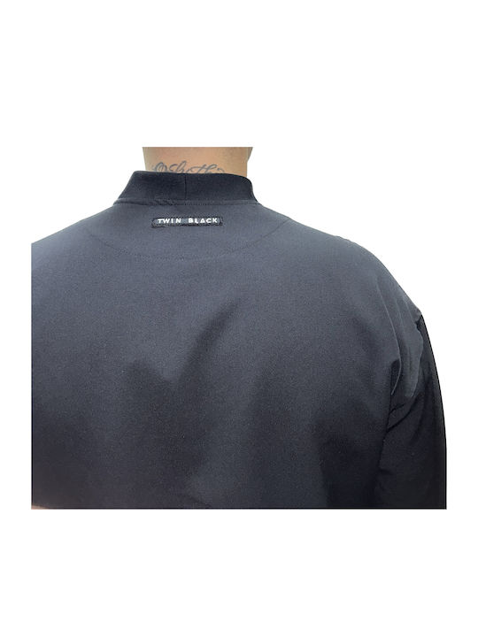 Langärmeliges Overshirt in Breite Linie Schwarz.