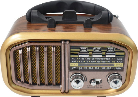 Golon RX-BT618S Retro Tragbares Radio mit Bluetooth und USB Gold