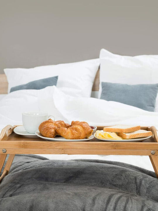 KING Hoff Bamboo Rectangular Bed Tray made of Bamboo with Handles in Beige Color 50x30x7cm KH-1502 1pcs