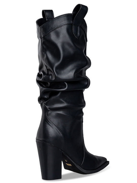 Synthetic Leather Cowboy Boots Black