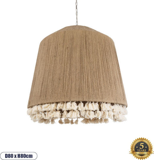 GloboStar Puertorico Ceiling Light Beige Boho with Rope for E27 Socket 80x80x80cm